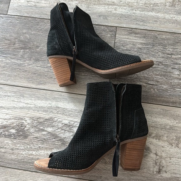 tom’s black ankle boots peep toe 6 - Picture 7 of 7